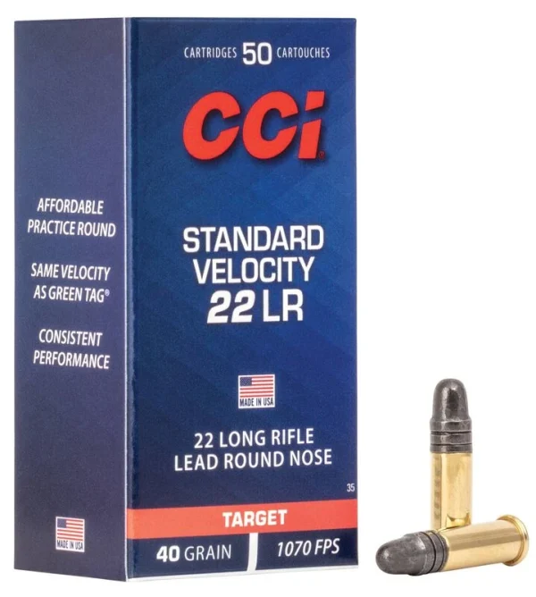 CCI Standard Velocity .22 LR 40gr LRN 50‑Round Box