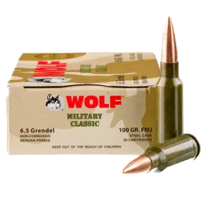 Wolf Military Classic 6.5 Grendel 100gr FMJ 20‑round box