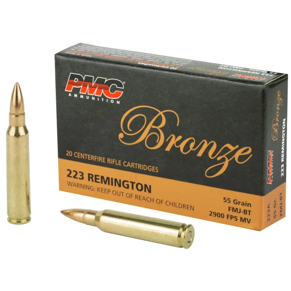 PMC Bronze .223 55gr FMJ-BT ammunition for AR-15 rifles